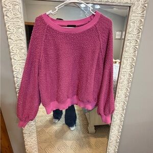 Vici Fuchsia Textured Crew Neck Sweater